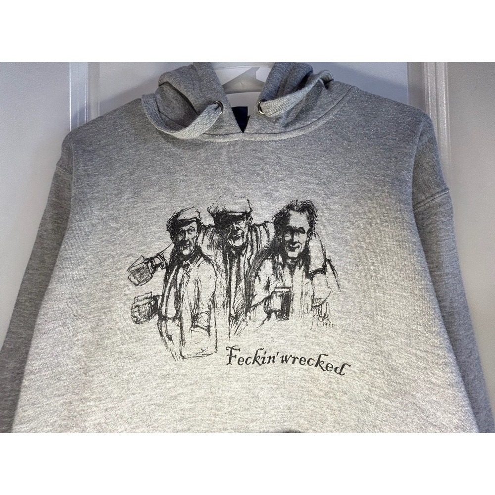 Vintage Y2k Irish Drunks Feckin' Wrecked Bottle Opener Tailgate Hoodie Sz Small